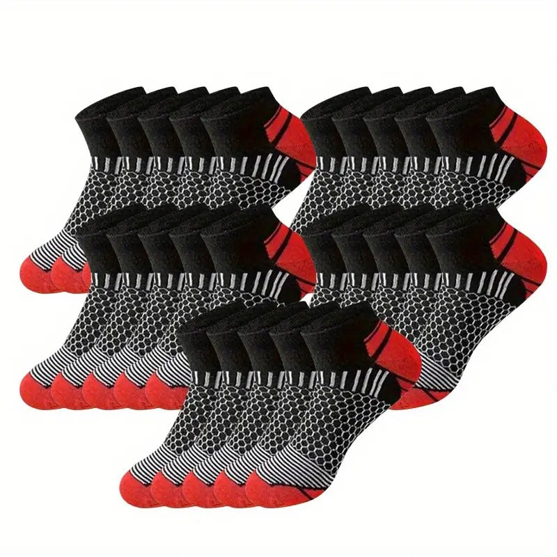 60-Pair Men'S Athletic Ankle Socks - Breathable Polyester Knit Fabric, Moisture-Wicking Low Cut Sport Socks, Non-Slip Solid Color, Hand Washable - Multiseason Bundle Pack