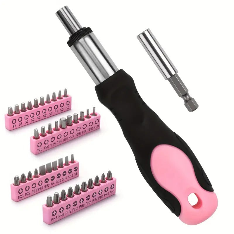 240-Piece Pink Home Tool Kit - Ladies Basic Tool Set For House With 14-Inch Wide Mouth Open Tool Bag - General Household Hand Tool Set For Home Repair, Maintenance And Improvement