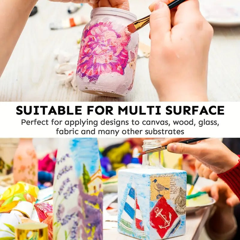 [High Pigment Artist Paint Set] 24 Bottle High Pigment Artist Paint Set with 12 Quality Brushes | Lasting Colors for Canvas Ceramic Fabric - Beginner to Pro Art Supplies (2oz Each)