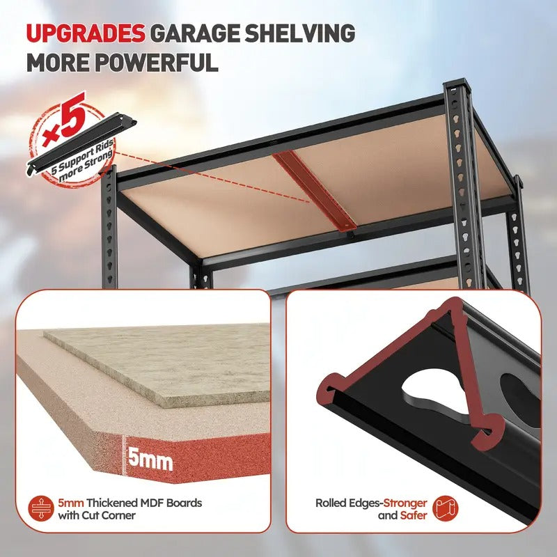 72''H Storage Shelves Heavy Duty Shelving 2000LBS Garage Shelving 5 Tier Metal Shelves for Garage, 35.5"W X 72"H X 15.8"D, Adjustable Shelving Unit for Basement Pantry