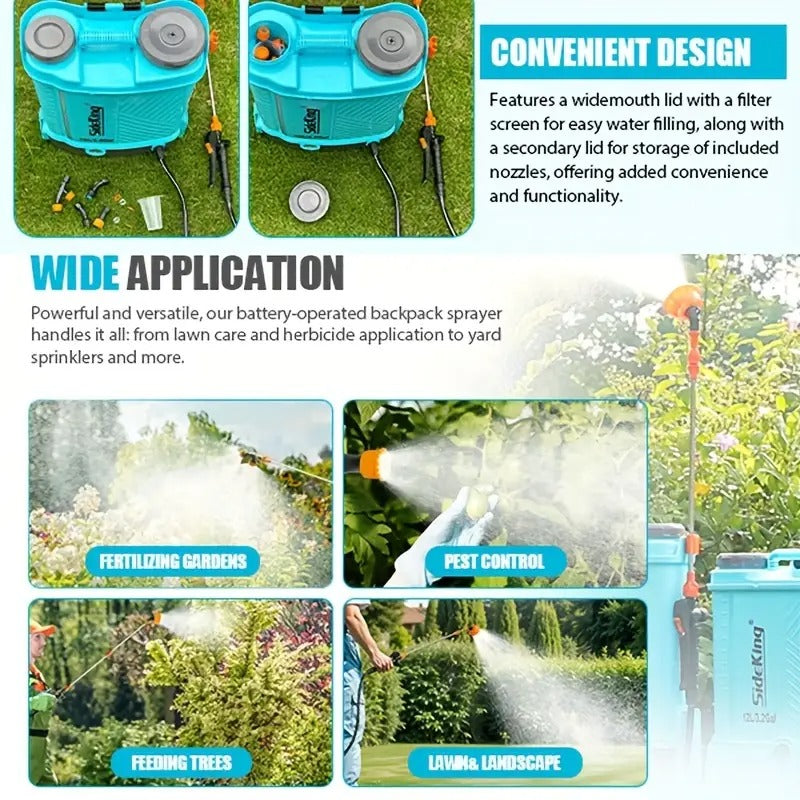 4 Gallon Battery Powered Backpack Sprayer, 100 PSI Adjustable Pressure Sprayer, Weed Yard Sprayer With Telescopic Wand, 5 Nozzles, 2.6 Ah Battery & Charger Included