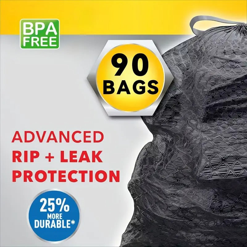 2 ROLLS 120 Bags 33 Gallon Black Disposable Large Garbage Bag Puncture Tear Resistant Trash Bags, 33 Gallon Capacity, Large Multipurpose Cleaning Supplies for Industrial, Garden, Home