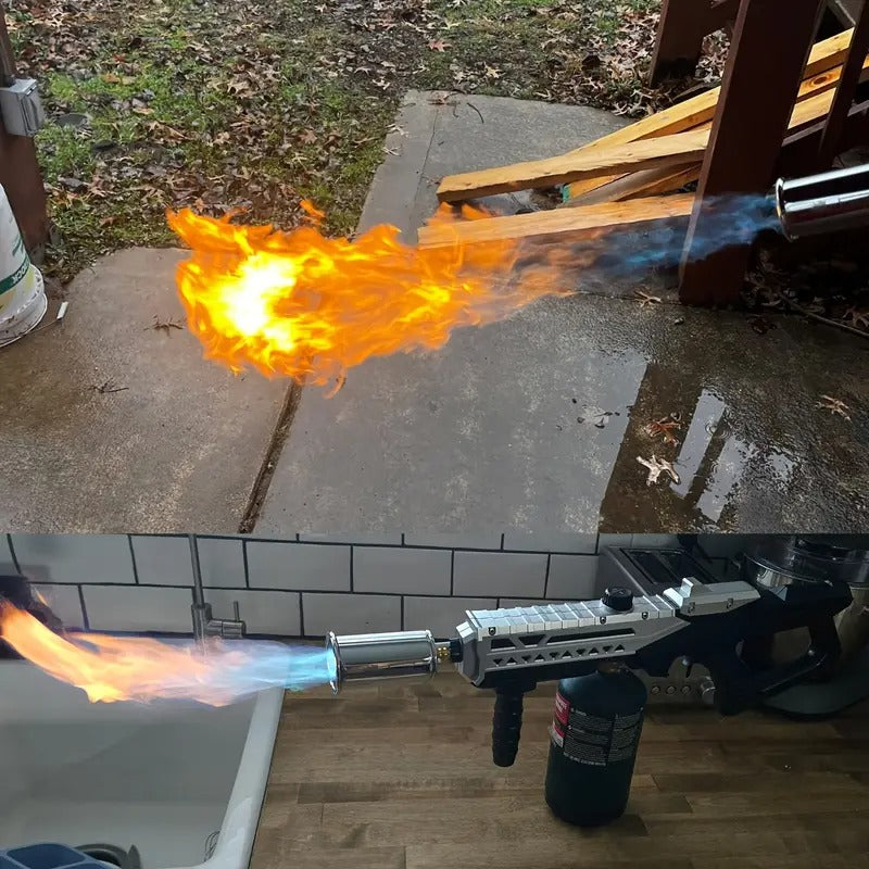 Propane Flamethrower Torch Gun with Adjustable Flame - 800, 000 BTU, No Battery Needed, for BBQ, Welding, Camping, Kitchen - Professional Culinary & DIY Tool (Tank Not Included) - Ideal