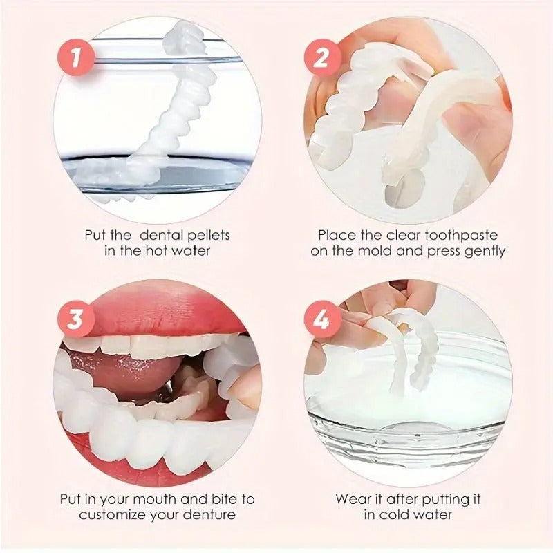 2pcs/set Comfortflex White Denture Belt Veneer-Unisex Upper and Lower Denture Care-Flexible and Comfortable, Realistic, Dental Solution