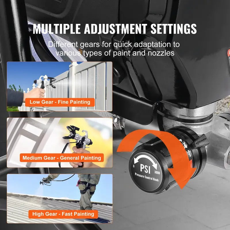 VEVOR Stand Airless Paint Sprayer, 3000PSI 750W Efficient Electric Airless Sprayer,for Home Interior and Exterior Furniture and F