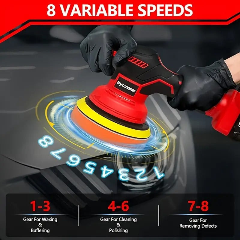 [6 Inch Cordless Buffer] 6 Inch Portable Orbital Buffer Polisher Kit, Cordless Car Buffer Polisher for 18V Battery, 8 Variable Speed Car Polisher for Car Detailing/Polishing/Waxing, Christmas/Stocking Stuffers (Battery Not Include)