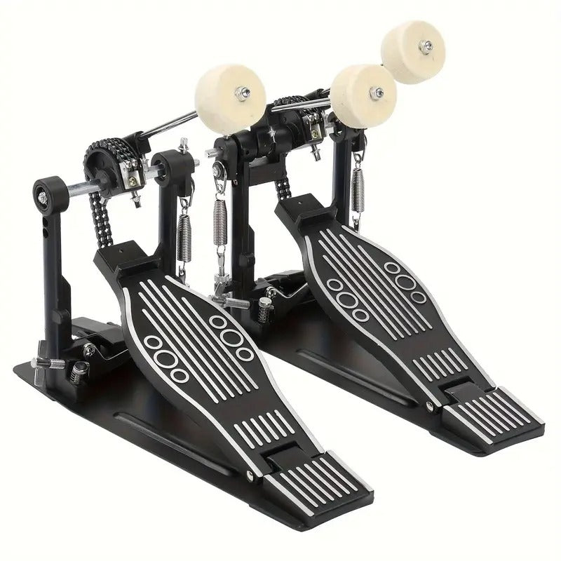 MOTOOS Professional Double Bass Drum Pedal - Heavy-Duty Metal Construction, Dual Bass Drum Pedal with Stable Base, Compatible with Drum Sets for Live Performances & Recording Studios - Black, Drum Set Accessories, Studio