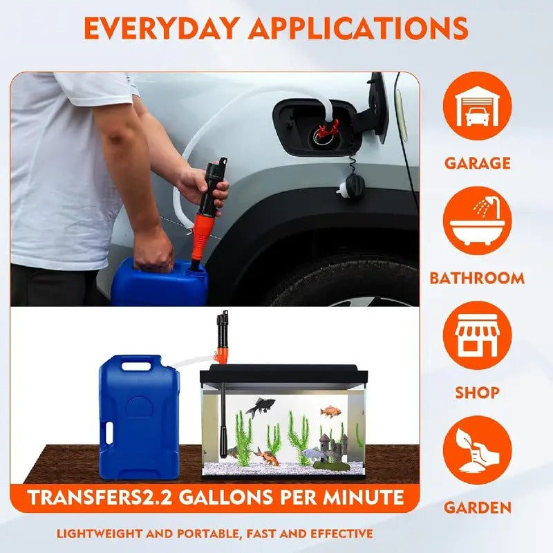Portable Transfer Pump Battery Operated Electric Siphon Pump for Gas, Fuel, Diesel, Water Transfer 2.6 GPM Flow Oil Extractor -Easy to Use Hand Fuel Pump, Multi-Use Siphon Fuel Transfer Pump