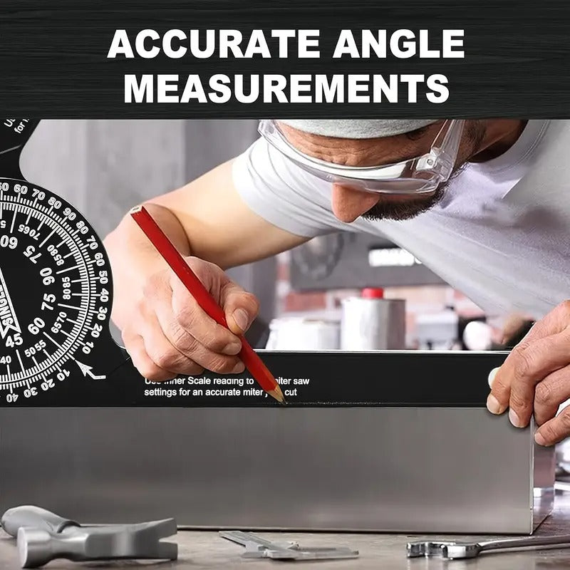 7-Inch 360° Rotating Angle Finder with Multi-Functional Level - High-Precision Angle Measurement for Woodworking, Metalwork, and Construction | Durable Aluminum Tool with