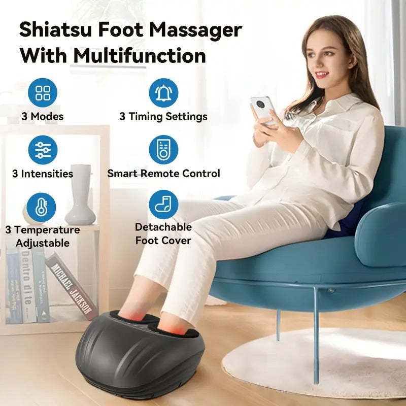 MASSTECK Shiatsu Foot Massager - Soothing Heat, Deep Kneading, Relaxing for Tired Muscles, Home or Office Use, up to Men's Size 12