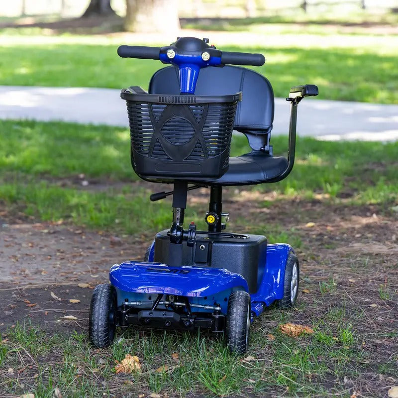 Folding 4 Wheel Electric Scooter - 250W Motor, 15.5 Mile Range, 8” Solid Tires, 265 Lbs Weight Capacity, Removable Basket, Front Light - Perfect Gift