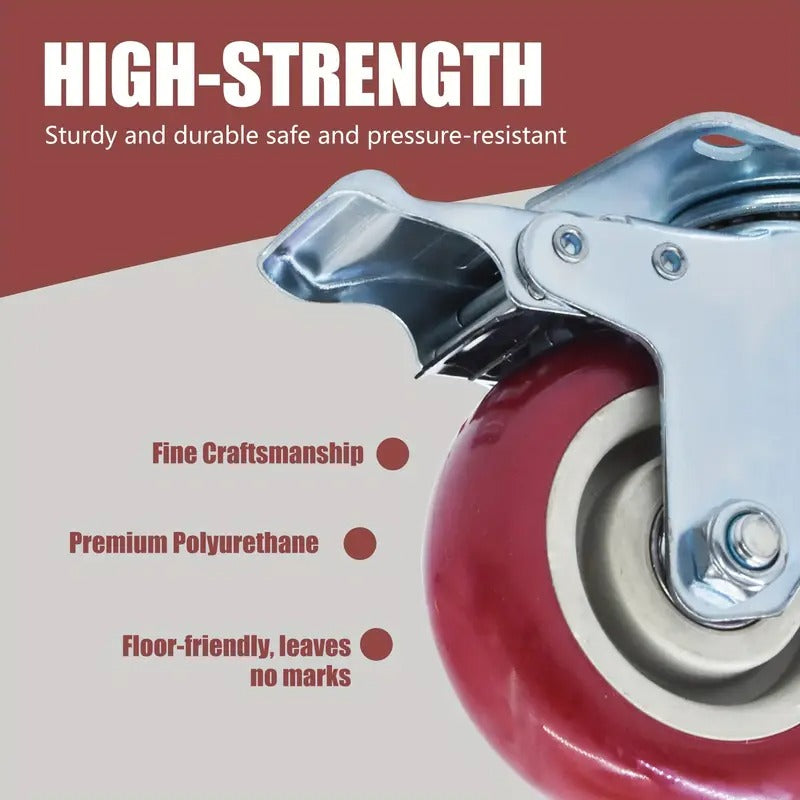 4pcs 4 Inch Heavy Duty Caster Set Wheels Fits for All Swivel & Brake Casters