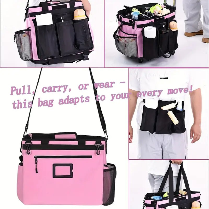 Large Rolling Tool Bag With Wheels, Tool Bags Organizer, With Telescopic Handle And Waterproof Cover, Storage Manager Toolbox For Camping, Construction Sites