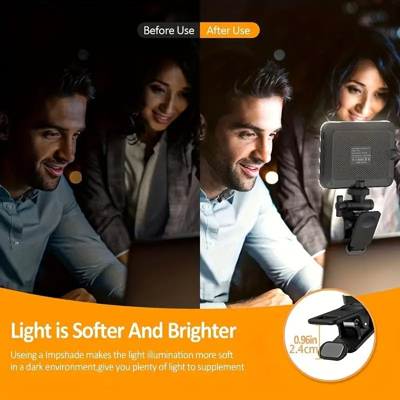 Selfie Light Portable Cell Phone Fill Light Clip Rechargeable 2000mAh Clip-on Light, Perfect Christmas Gift 60 LEDs, 3 Light Modes Camera Lighting For Cell Phone, IPhone, Webcam,