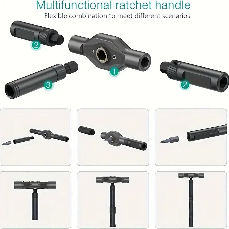 42-in-1 Magnetic Screwdriver Set-Detachable Ratchet Handle Ratcheting Screwdriver Kit, Multi-Bit Magnetic Driver Set for Furniture, Computers, Bicycles. Portable & Compact Repair Toolkit,