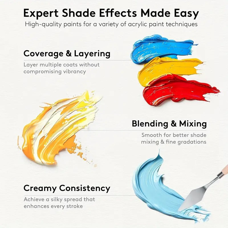 36/48 Colors Painting Supplies (2oz) with 12 Art Brushes, for Painting Canvas, Ceramic & Fabric, Rich Pigments Lasting Quality for Beginners & Professional, Christmas & Halloween, Back to School