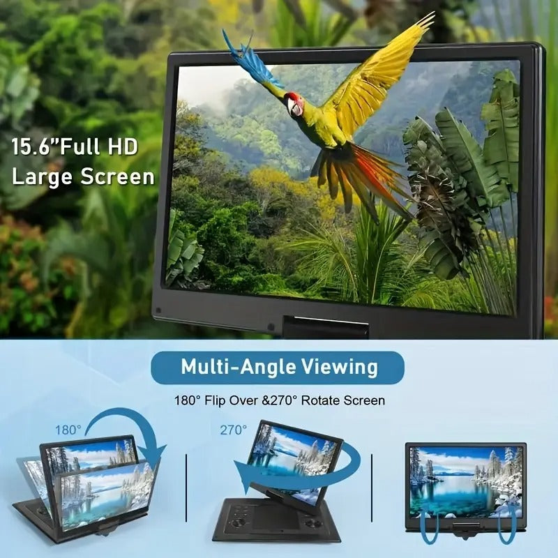 17.9" Portable DVD Player With 15.6" Large HD Screen, 4-6 Hours Rechargeable Battery, Dual Speakers, Region Free, Remote Control, Supports Multiple Disc Formats, USB/SD, Black