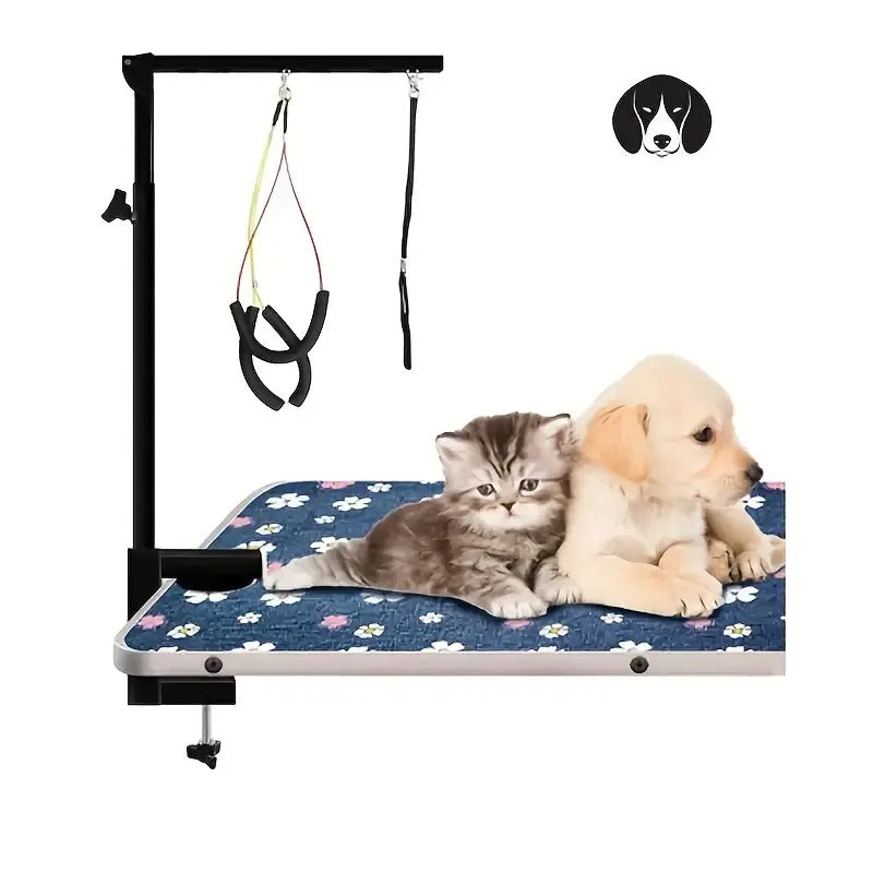 Heavy-Duty Adjustable Dog Grooming Arm - Tool-Free Folding Setup, Clamp-On Base, Soft U-Shaped Sling Support Loop - for Home, Salon, Professional Pet Grooming - Compatible with all