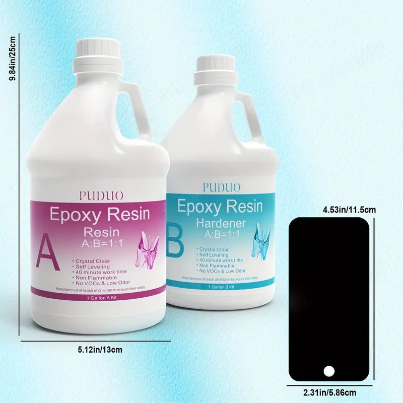 2 Gallon (256oz) Crystal Clear Epoxy Resin Kit W/ 4 Pre-Measured Bottles - Non-Yellowing! Self-Leveling & UV Resistant for River Tables, Bar Tops, Art Molds. 1:1 Mix