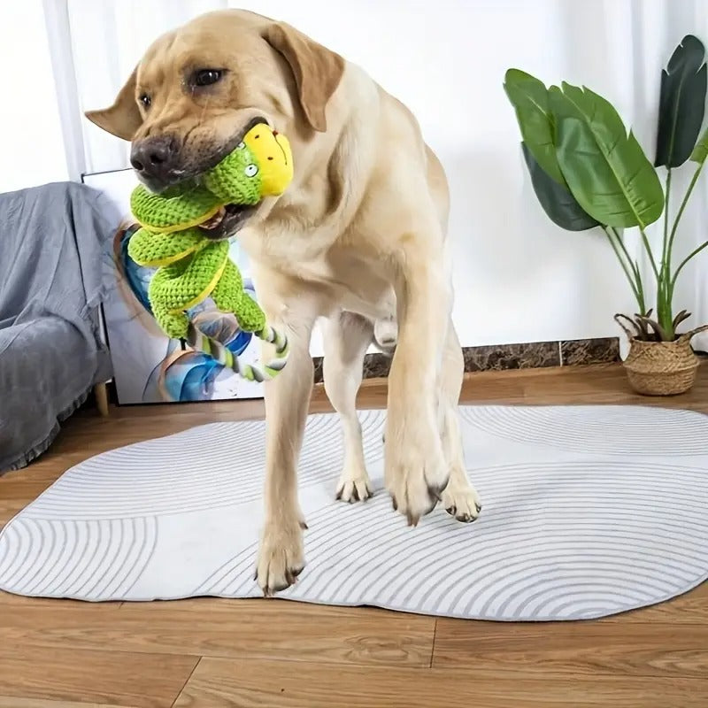 Durable Bite-Resistant Snake Plush Dog Toy - Anxiety Relief Chew Toy with Vibrant Green & Yellow Design, Interactive Entertaining Chewable Toy for All Dog Sizes (Small, Medium, Large Breeds), Snake Toy