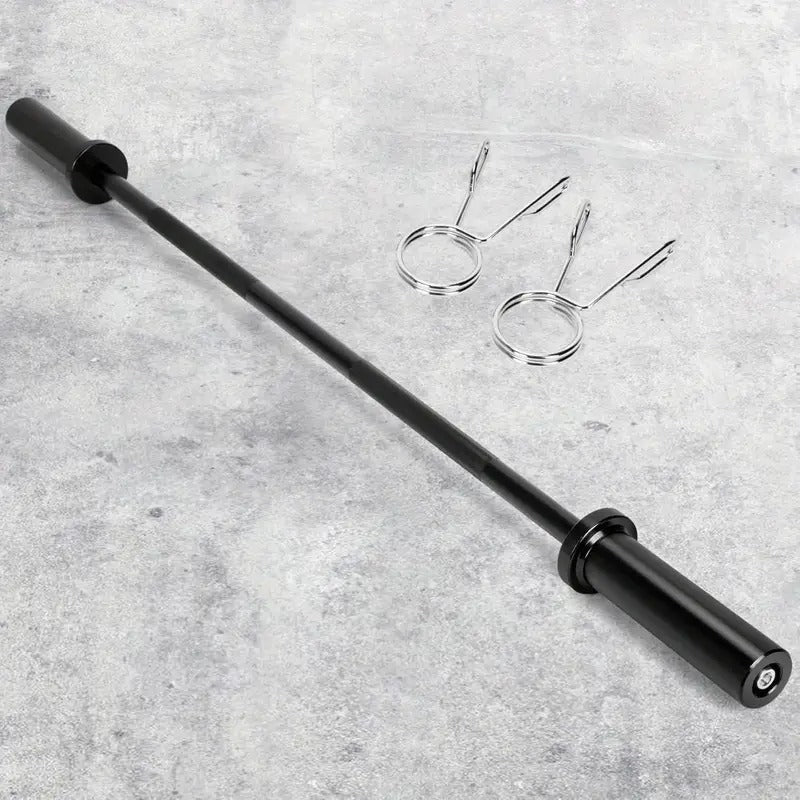 4ft Barbell Bar Solid Threaded Chrome barbell Bar with 2 inch Center Holes Barbell Weight Straight Weightlifting Strength Training Equipment Bar 120cm for Home Workout Fitness, Black