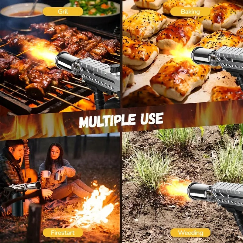 Propane Flamethrower Torch Gun with Adjustable Flame - 800, 000 BTU, No Battery Needed, for BBQ, Welding, Camping, Kitchen - Professional Culinary & DIY Tool (Tank Not Included) - Ideal