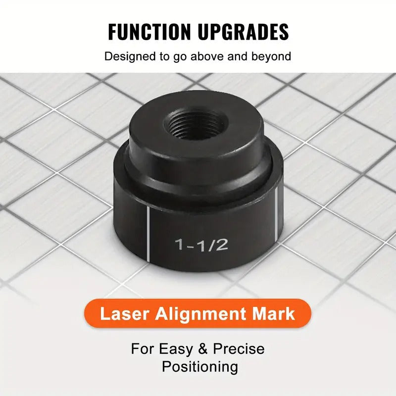 Happybuy Hydraulic Knockout Punch Kit - Your Ultimate Hole Cutting Solution. 10 Ton Power for Precision Cuts from 1/2" to 2". 6pcs Puncher Set for Various Metals & Materials.