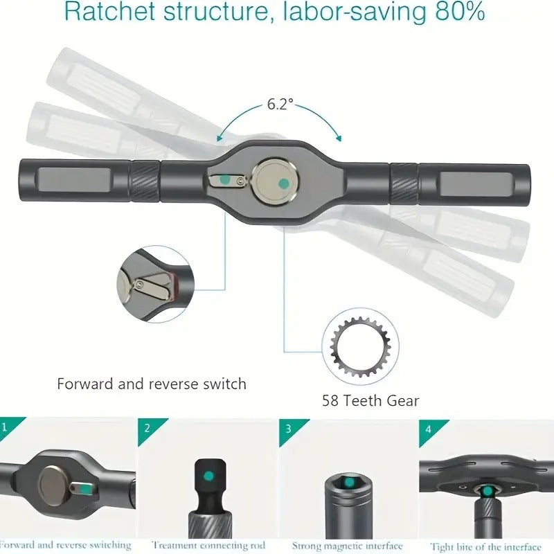 42-in-1 Magnetic Screwdriver Set-Detachable Ratchet Handle Ratcheting Screwdriver Kit, Multi-Bit Magnetic Driver Set for Furniture, Computers, Bicycles. Portable & Compact Repair Toolkit,