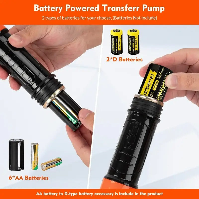 Portable Transfer Pump Battery Operated Electric Siphon Pump for Gas, Fuel, Diesel, Water Transfer 2.6 GPM Flow Oil Extractor -Easy to Use Hand Fuel Pump, Multi-Use Siphon Fuel Transfer Pump