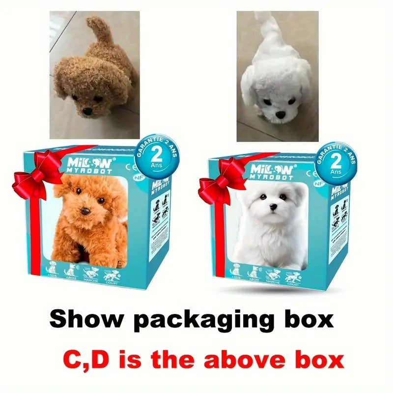 2025 Realistic Robotic Puppy - Interactive Walking, Barking, Expressive Eyes & Fluffy Fur - No Batteries Needed, Button-Controlled Robot Dog Companion for Home, Office, Gift
