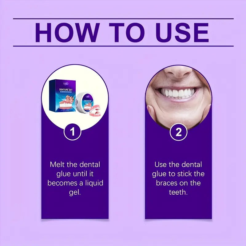 Adjustable Denture Set, Upper And Lower Natural-looking Dentures, White Veneers, Comfortable And Realistic, Easy to Install, Suitable for All Tooth Shapes, Boosting Confidence