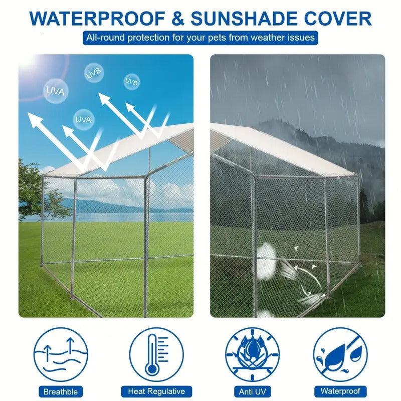 Walk-in Outdoor Chicken Runs For Yard For Chickens, Large Metal Chicken Coop With Run And Waterproof Cover, Wire Mesh Poultry Cage As Hen House, Duck Coop, Rabbit Hutch