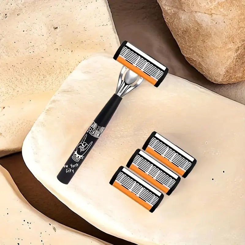 Men's Safety Razor with Non-Slip Grip - Sharp Blade Shaving, Heavy-Duty Metal Construction, Compatible with Replacement Blades - Ideal for Beards, Mustaches, Facial Hair - Made in China, Razors for Shaving