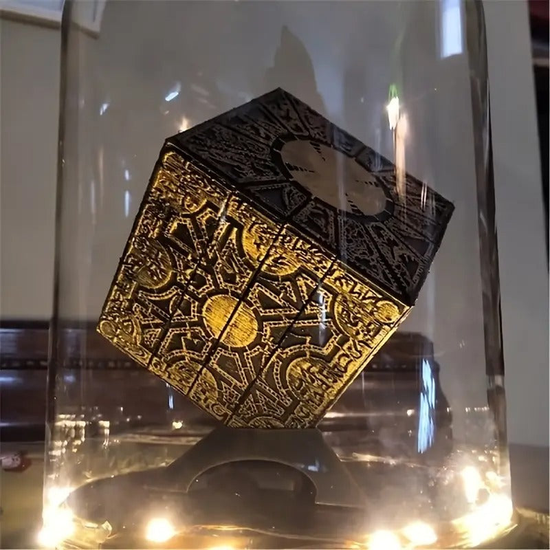 [Golden Aluminum Alloy Puzzle Box] Golden & Black Aluminum Alloy Advanced Skill Level Puzzle Box - Detachable Cube with Base, Mechanical Lament Configuration, Ideal for Decoration & Brain Teasers