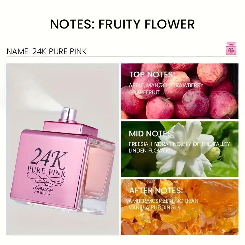 Eau De Parfum Perfume for Women, 3.38oz, Long Lasting And Refreshing Fragrance, Floral Fruity Notes, Suitable for Daily Life, Office And Dating, Gift Box Packaging with Ribbon, Perfect Gift for Birthday, Valentine's Day And Other Festivals