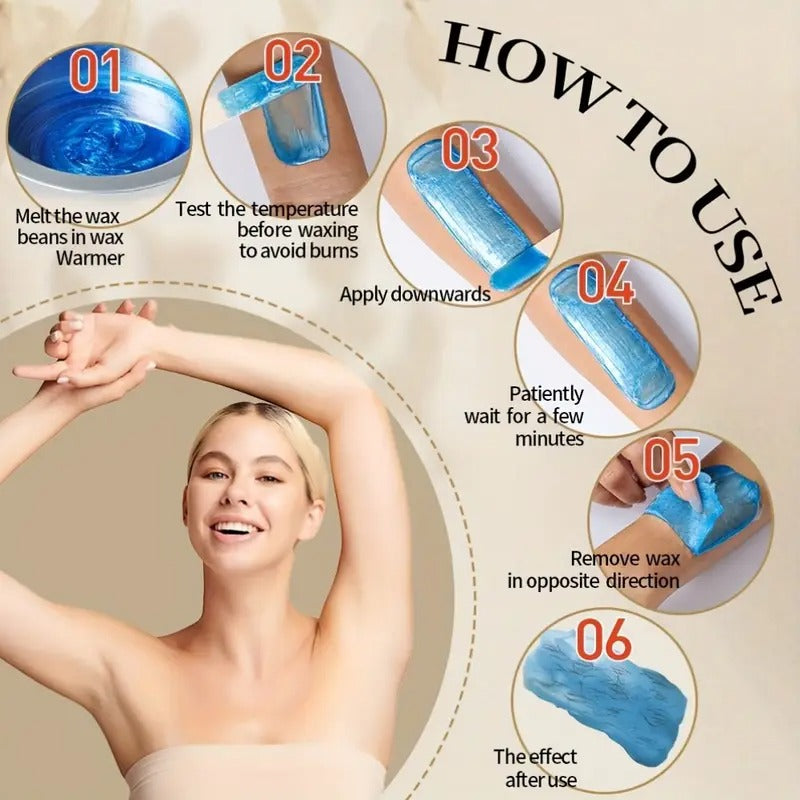 Wax Kit Hard Wax For Hair Removal 6 Packs Wax Beads Waxing Kit For Women Hot Wax Warmer Pot For Face, Eyebrow, Body, Bikini With 20pcs Wood Sticks And10pcs Nose Wax Sticks