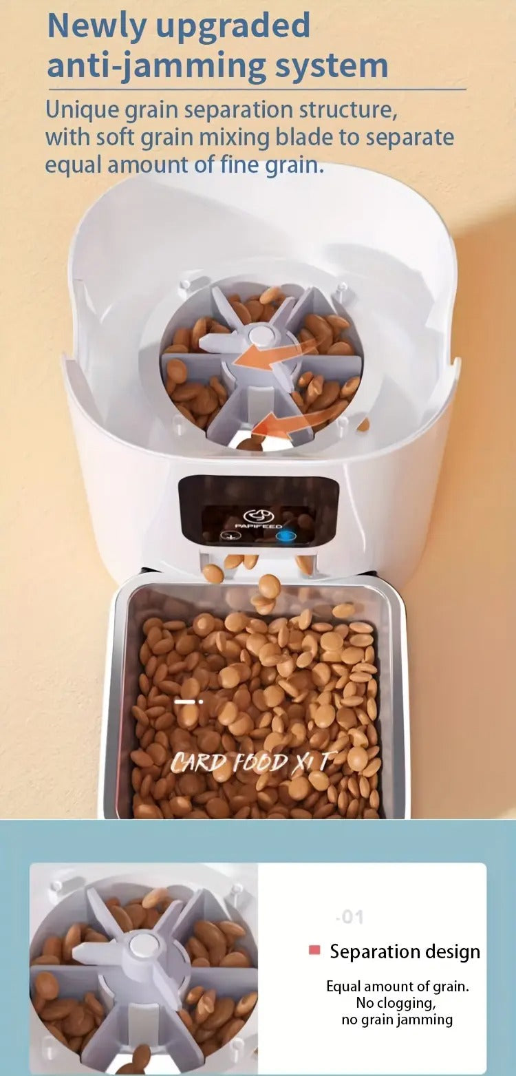 6L PAPIFEED Automatic Pet Feeder - Intelligent WiFi Timing Dosing Cat Dog Food Feeder