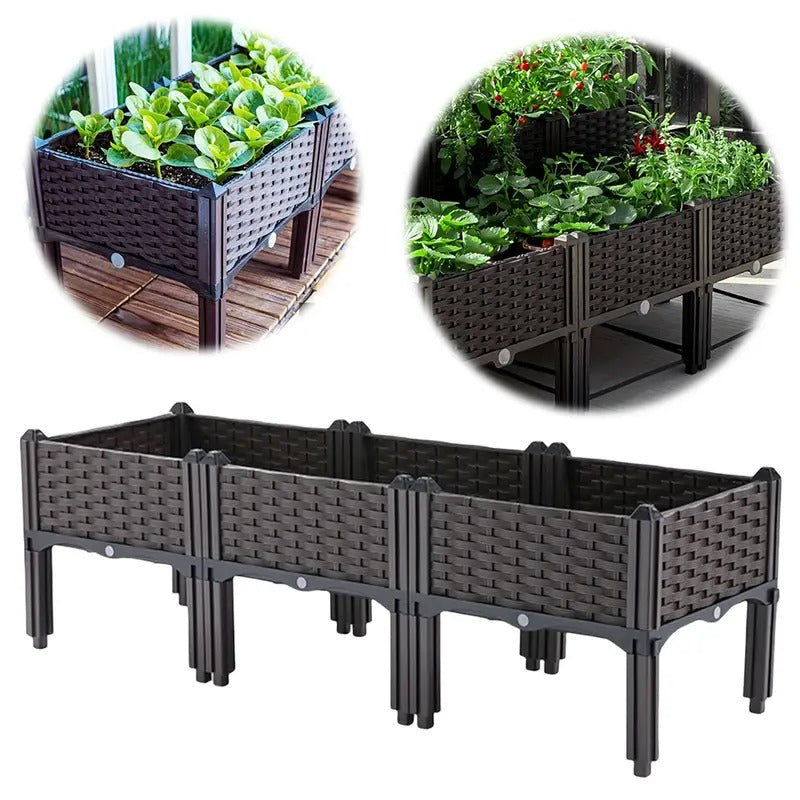 [Elevated Garden Beds] 3 Sets Raised Garden Beds Outdoor | 47.24x15.75x14.57 Inch Elevated Garden Bed with Legs, Patio Plant Boxes for Vegetables & Flowers - Heat & Frost Resistant, Drain Outlet - Indoor/Outdoor, Balcony, Yard Gardening Supplies