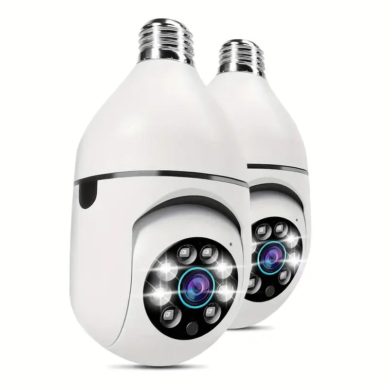 2pcs Smart HD WiFi Bulb Surveillance Camera, 360° Panoramic Monitoring, 1440P HD, with Motion Detection Alerts, Full-Color Day/Night Vision, Remote Two-Way Talk Via Smartphone