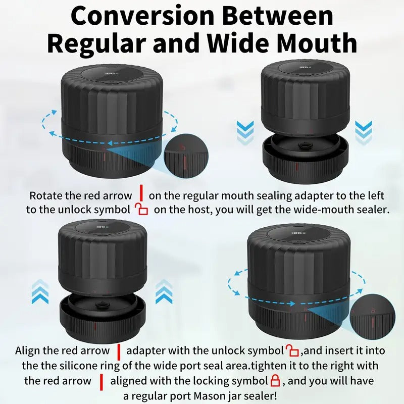 [Vacuum Sealer Kit] Electric Mason Jar Vacuum Sealer Kit | For Wide-Mouth & Regular-Mouth Mason Jars, Food Vacuum Canning Sealer Machine Includes 16 Jar Lids