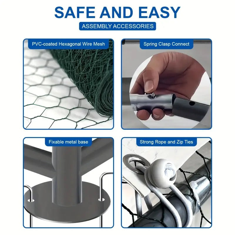 Walk-in Outdoor Chicken Runs For Yard For Chickens, Large Metal Chicken Coop With Run And Waterproof Cover, Wire Mesh Poultry Cage As Hen House, Duck Coop, Rabbit Hutch