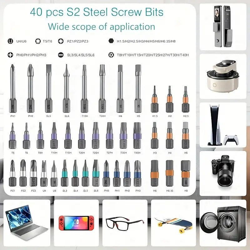 42-in-1 Magnetic Screwdriver Set-Detachable Ratchet Handle Ratcheting Screwdriver Kit, Multi-Bit Magnetic Driver Set for Furniture, Computers, Bicycles. Portable & Compact Repair Toolkit,