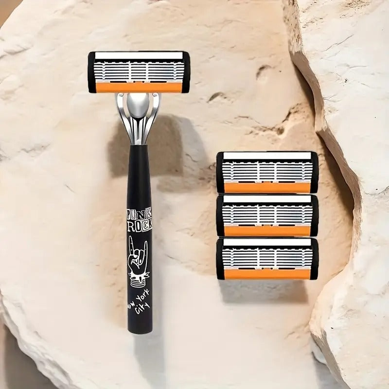 Men's Safety Razor with Non-Slip Grip - Sharp Blade Shaving, Heavy-Duty Metal Construction, Compatible with Replacement Blades - Ideal for Beards, Mustaches, Facial Hair - Made in China, Razors for Shaving