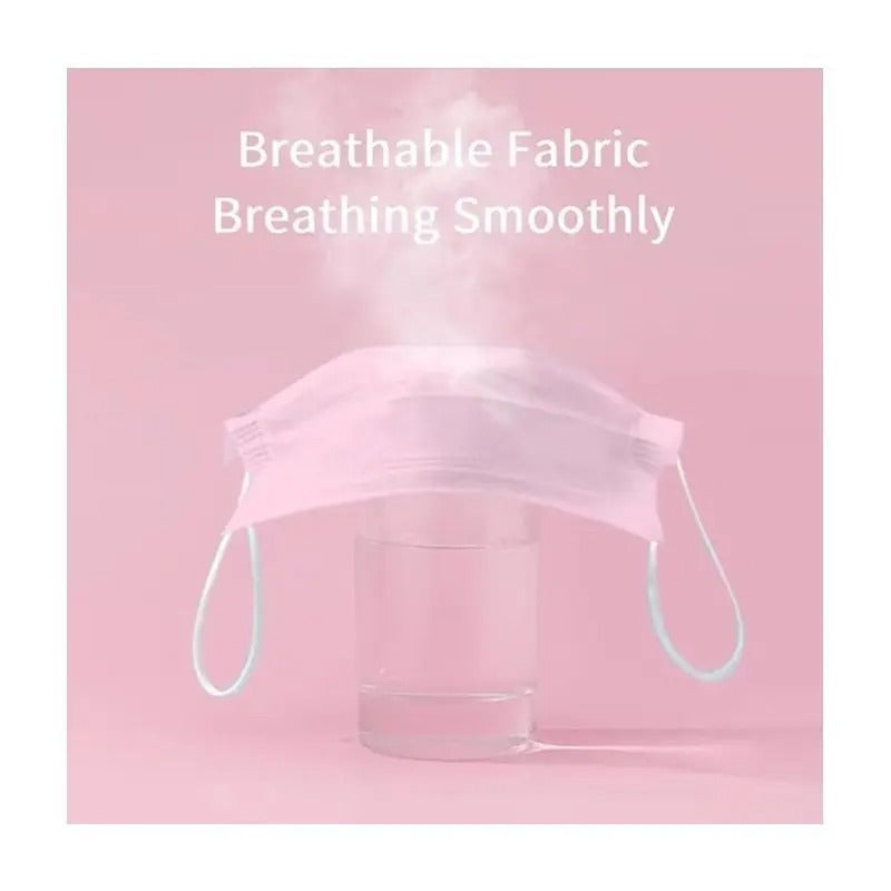 100Pcs Pink Disposable Face 3-Ply Filter Breathable Earloop Masks