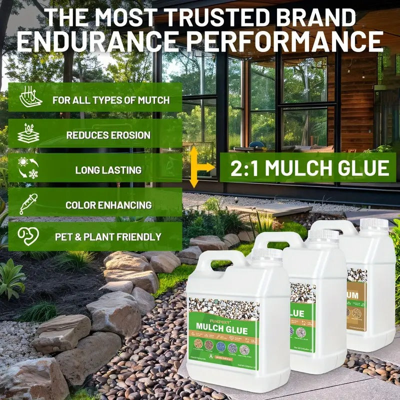 1.5 Gallon FUNEPOXY Waterproof Mulch Glue for Landscaping- Fast-Drying, Non-Toxic Rock Glue Binder for Garden, Stone& Mulch Compatible, Liquid Adhesive for Outdoor Use