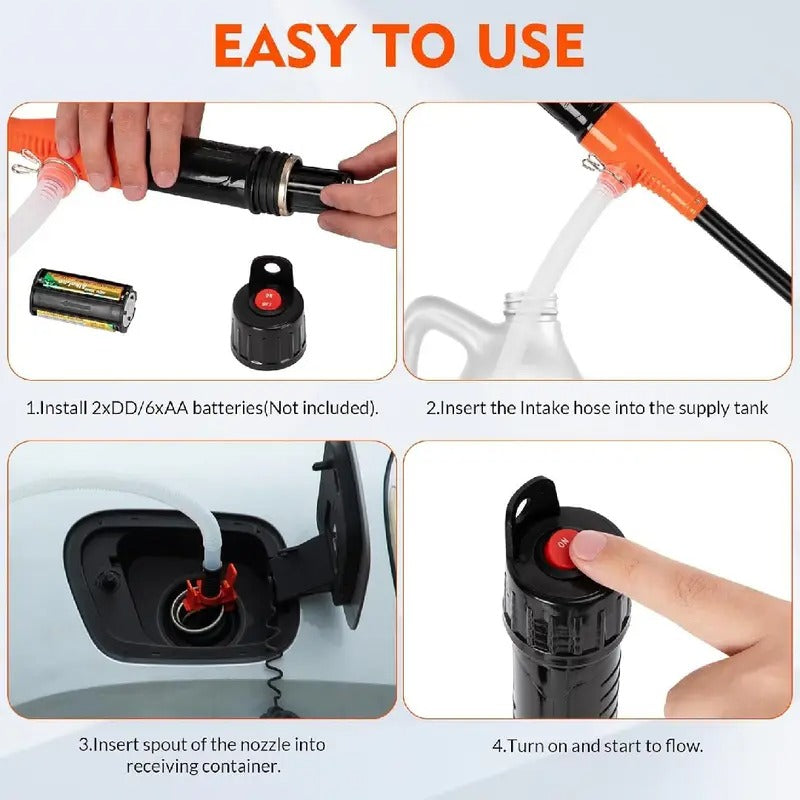 Portable Transfer Pump Battery Operated Electric Siphon Pump for Gas, Fuel, Diesel, Water Transfer 2.6 GPM Flow Oil Extractor -Easy to Use Hand Fuel Pump, Multi-Use Siphon Fuel Transfer Pump