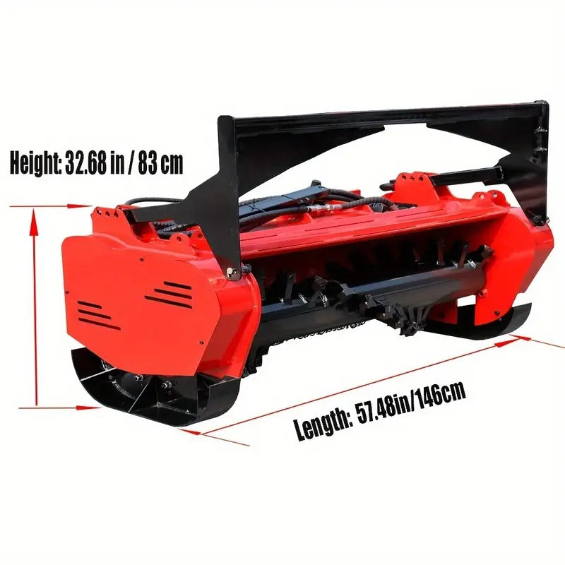 Free Ship 46 Inch Forestry Mulcher Skid Steer Loader Attachments, Garden Mulcher For Leaf Shrub Branches Crusher Land Renovation And Cleaning Connects To Most Bobcat Skid Steers