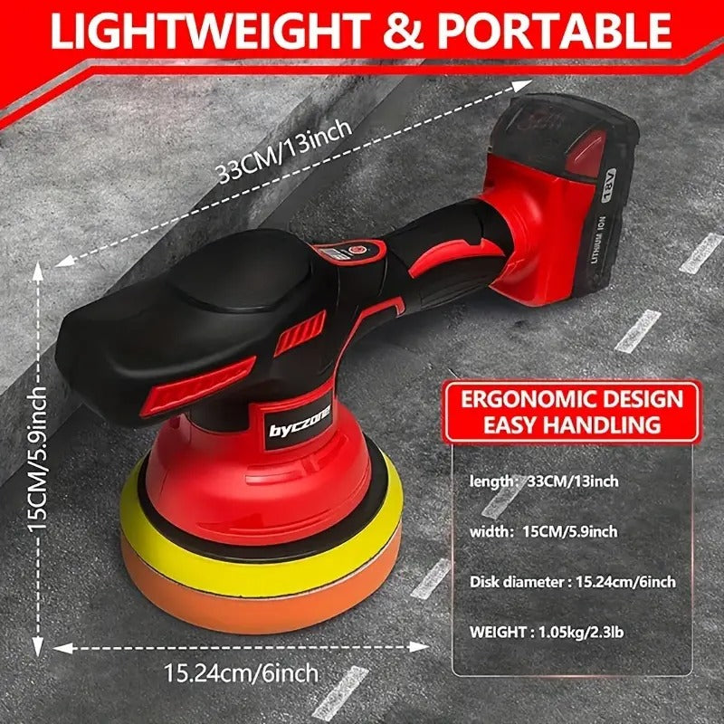 [6 Inch Cordless Buffer] 6 Inch Portable Orbital Buffer Polisher Kit, Cordless Car Buffer Polisher for 18V Battery, 8 Variable Speed Car Polisher for Car Detailing/Polishing/Waxing, Christmas/Stocking Stuffers (Battery Not Include)