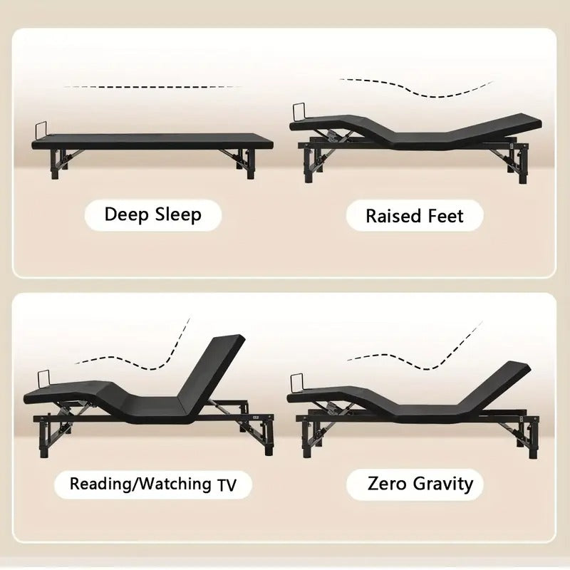 King | Queen Size Adjustable Bed Frame With Wireless Remote, Electric Bed Frame, Head And Foot Elevation, Adjustable Leg Height, Zero Gravity Bed, Memory Pre-Sets, Anti-Snore, Easy Assembly