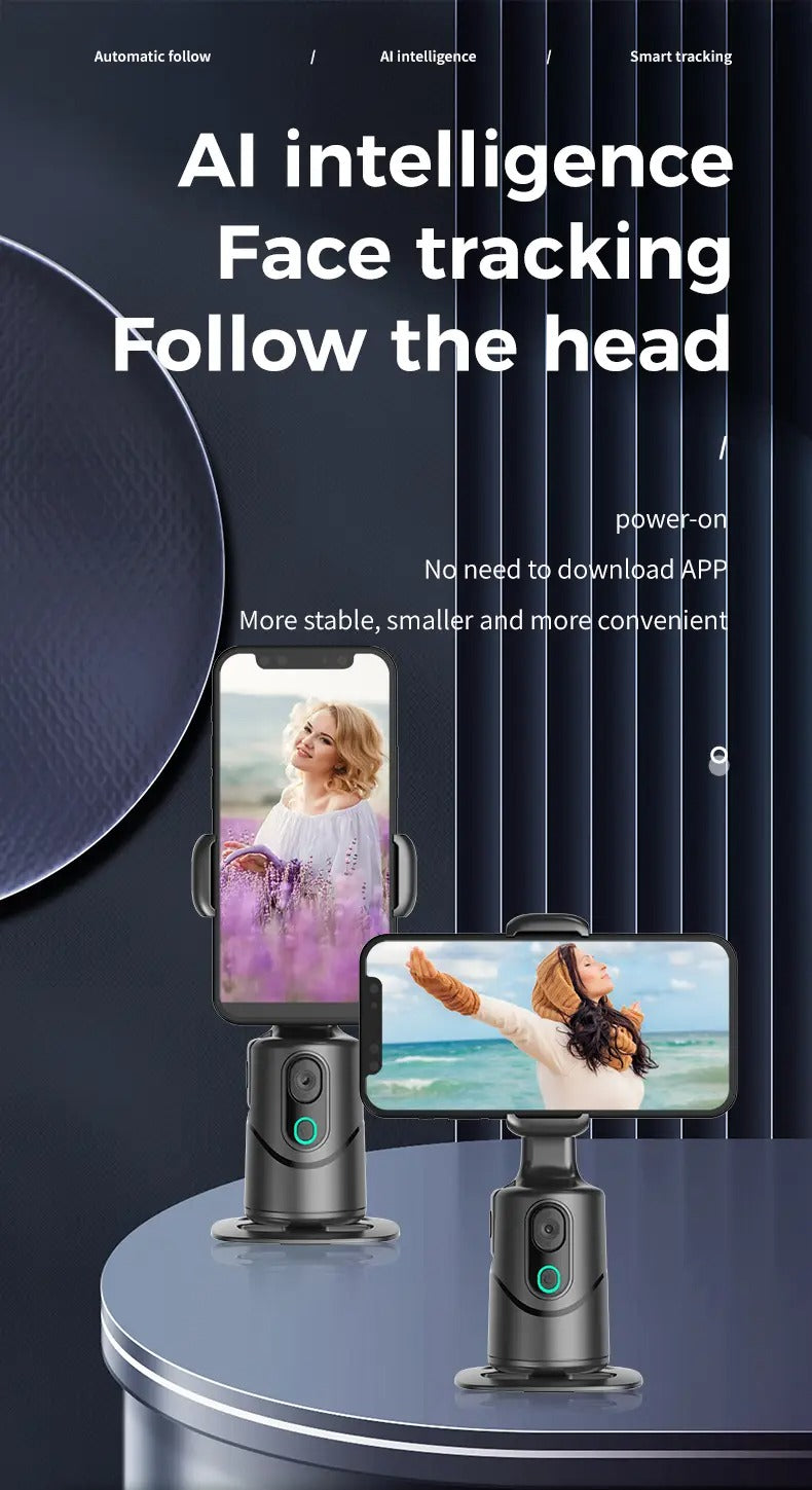 2024 new 360 Auto Face Tracking Phone Holder Tripod, Rechargeable Camera Mount with Gesture Control & Remote Shutter for Vlogging, Live Streaming, and TikTok.